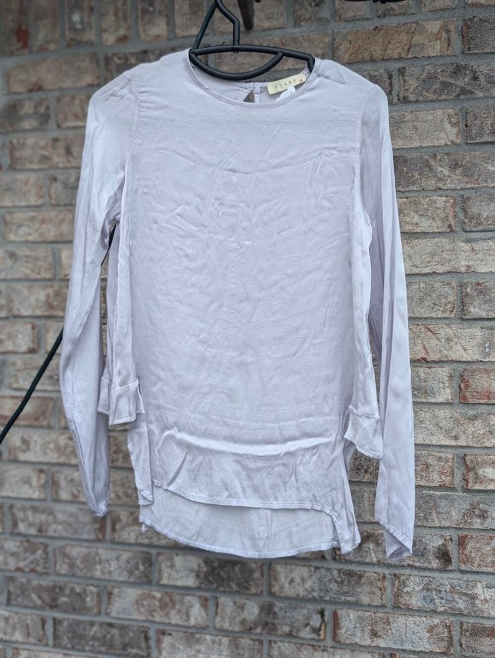 STARK Women's Silver Blouse, Satin, L/S, XS, NWT